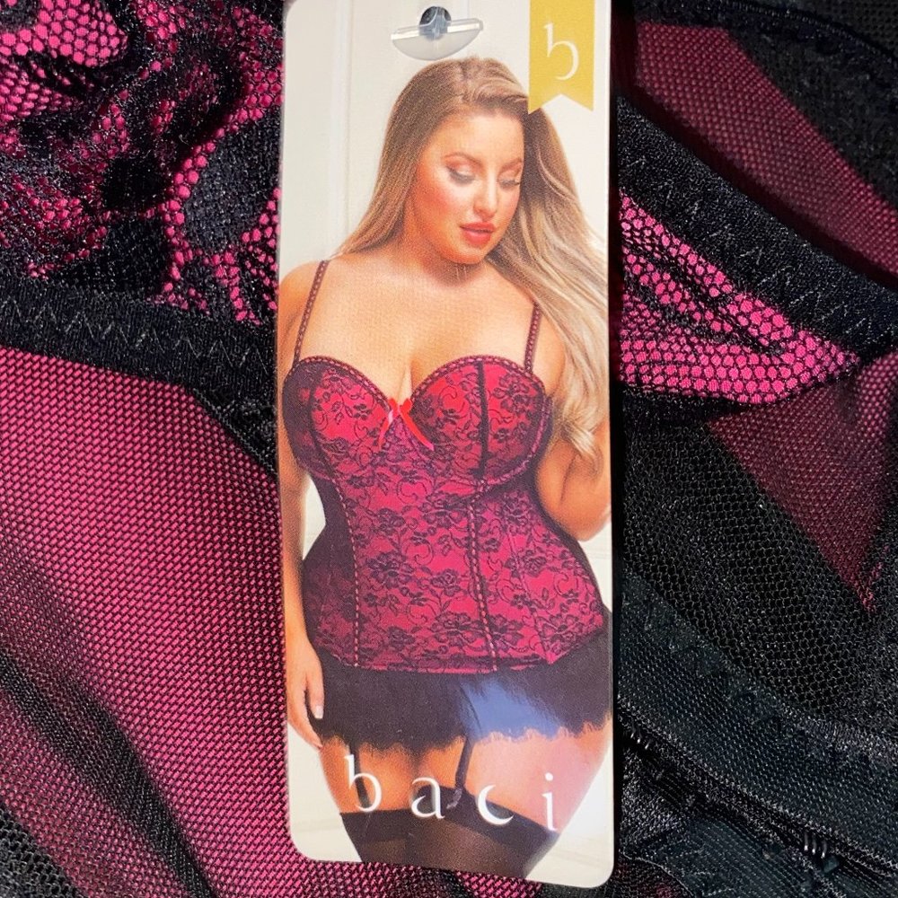 Baci Bustier and String | Pink | W1X-2X | NWT